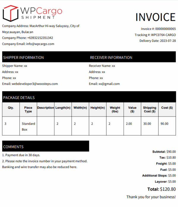 WPCargo Invoice Addon - Image 2