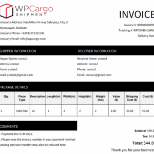 WPCargo Invoice Addon